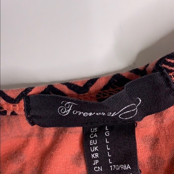 Forever 21 Crop Ancient Aztec Print coral crop top T-shirt orange - Picture 2 of 4